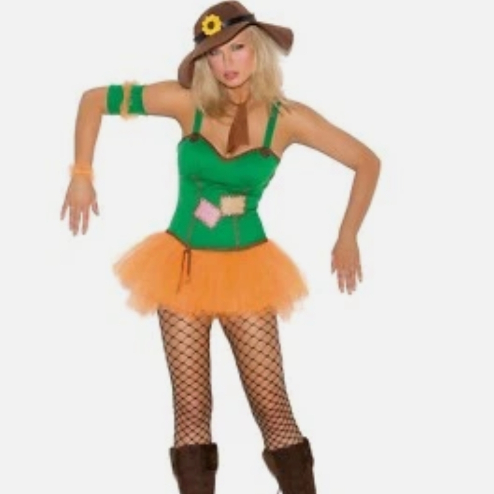 Elegant Moments Green and Orange Scarecrow Costume